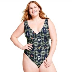 Agua Bendita Dainty Floral Tile Print Cheeky One Piece Swimsuit 4X